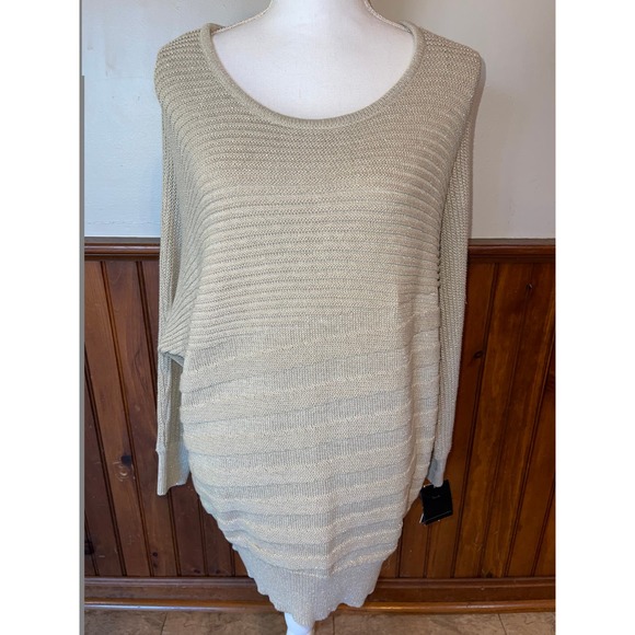 Alfani Women's Scattered Faux Pearl Sweater Brown Size Petite Small
